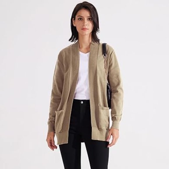 Women's Casual Cardigan with Pockets Open Front Long Sleeve Lightweight Sweaters - Picture 1 of 10